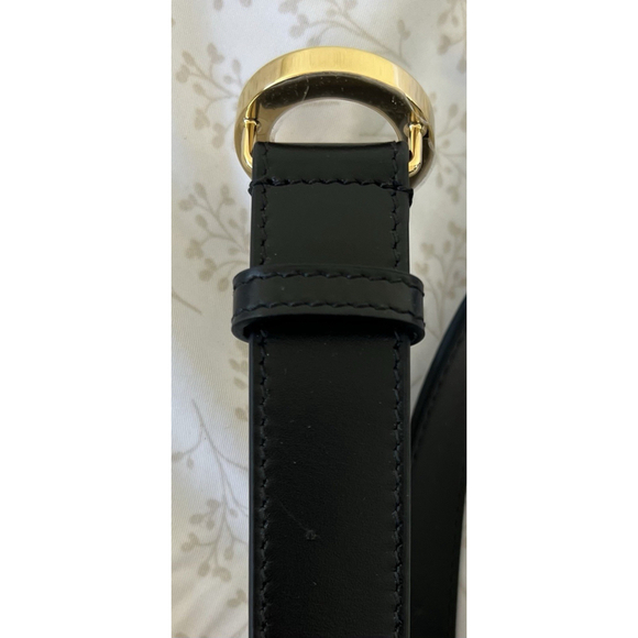 NWD Burberry Black Belt Gold Circular Logo Buckle Classic Women’s Size Small